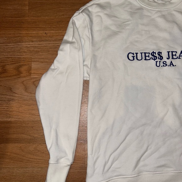 Guess Jeans X A$AP Rocky White / Blue Embroidered Crewneck Sweater Size Small - Picture 7 of 10
